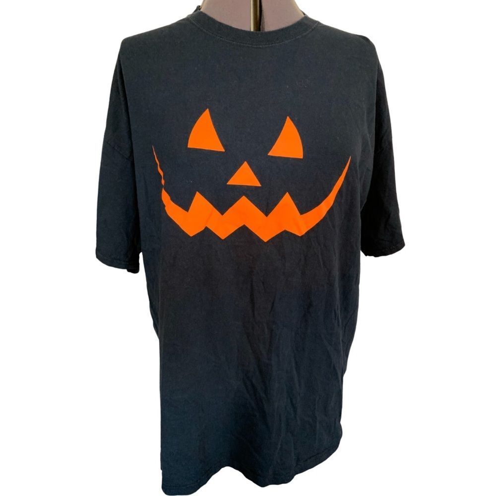 Jack-o-Lantern Halloween Black T-Shirt Short Sleeve Cotton Unisex Size 2XL